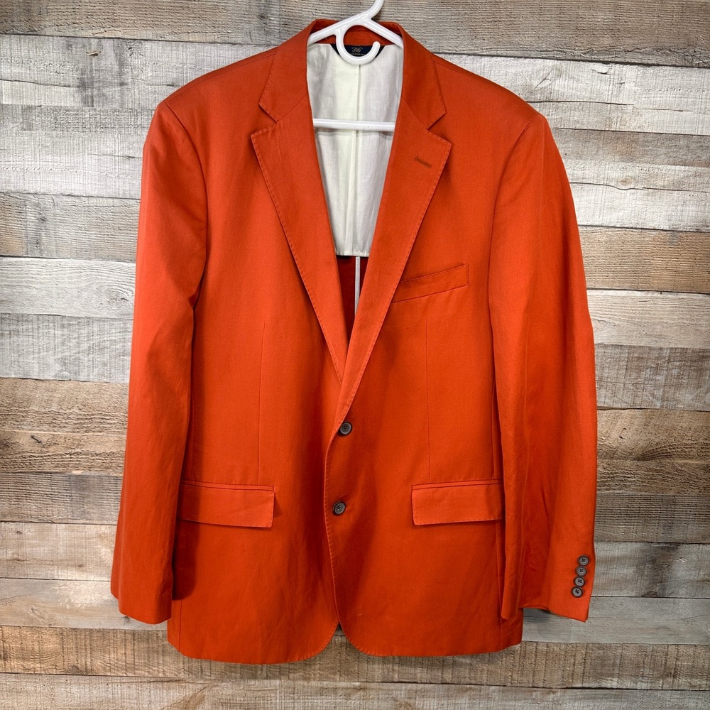 Brooks Brothers 346 Regent Fit Orange Cotton Linen Sport Coat Blazer Mens 44L